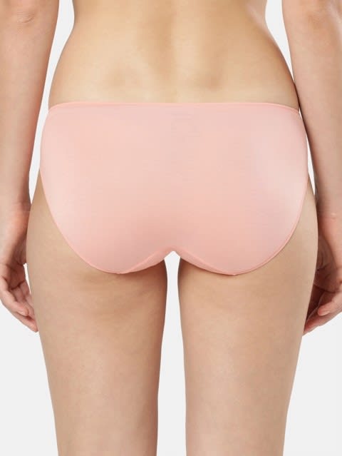Women's Medium Coverage Micro Modal Elastane Stretch Mid Waist Bikini With Concealed Waistband and StayFresh Treatment - Candlelight Peach