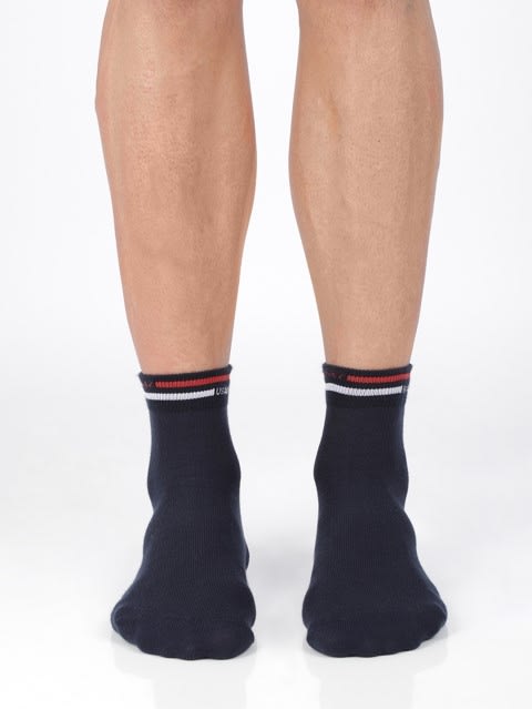 Solid Ankle Socks for Men  - Navy