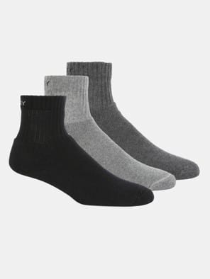 Black/Midgrey Melange/Charcoal Melange Men Ankle Socks Pack of 3