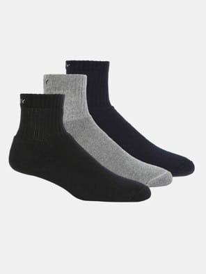 Black/Midgrey Melange/Navy Men Ankle Socks Pack of 3