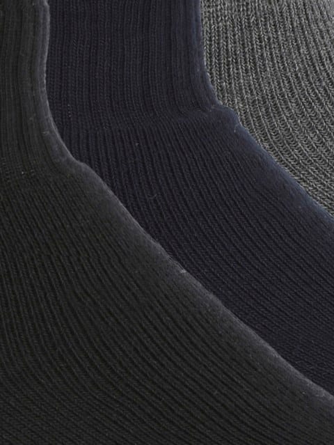 Ankle Length Sports Socks for Men (Pack of 3) - Black/Navy/Charcoal Melange