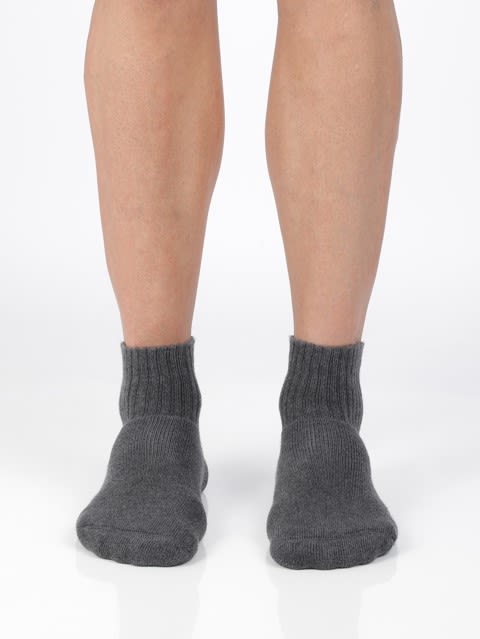 Ankle Length Sports Socks for Men (Pack of 3) - Black/Navy/Charcoal Melange