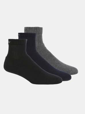 Black/Navy/Charcoal Melange Men Ankle Socks Pack of 3