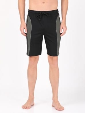 Black & Deep Olive Knit Sport Shorts