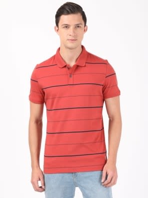 Super Combed Cotton Rich Striped Half Sleeve Polo T-Shirt