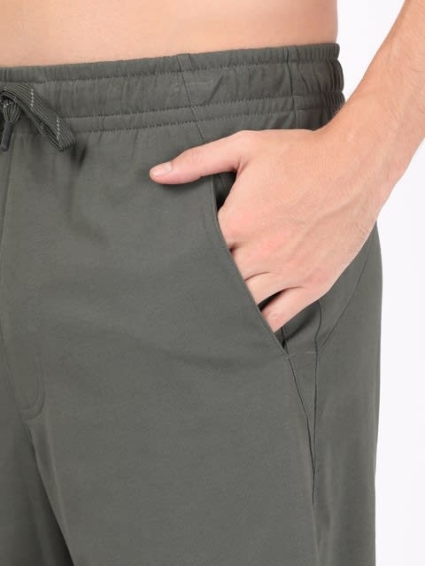 Men's Super Combed Cotton Rich Regular Fit Solid Shorts with Side Pockets - Deep Olive