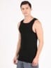 Men's Super Combed Cotton Rib Square Neck Sleeveless Vest - Black