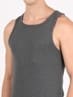 Men's Super Combed Cotton Rib Square Neck Sleeveless Vest - Charcoal Melange