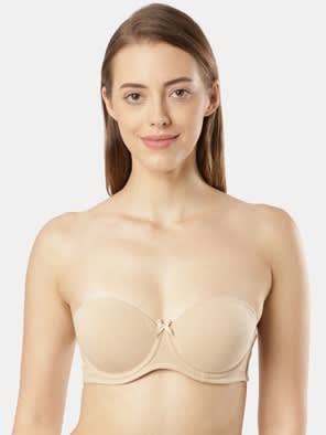 Under-Wired Padded Super Combed Cotton Elastane Stretch Full Coverage Strapless Bra