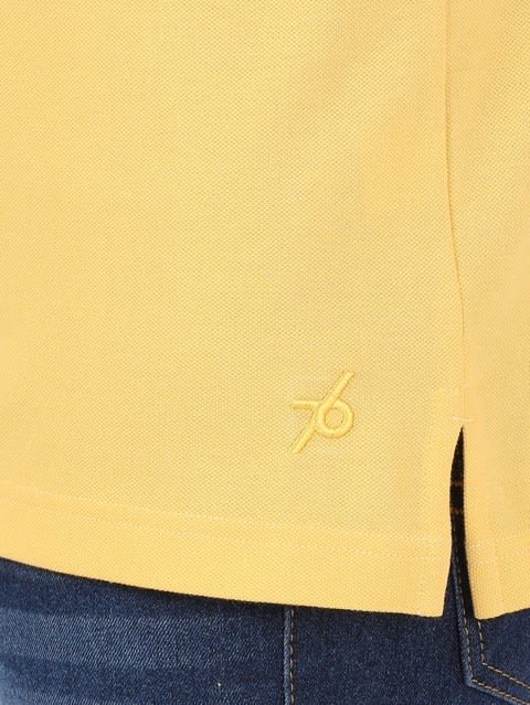 Men's Super Combed Cotton Rich Pique Fabric Solid Half Sleeve Polo T-Shirt - Corn Silk