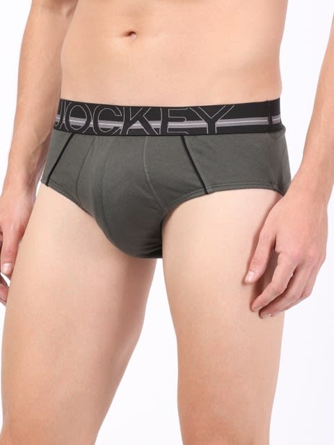 Men's Super Combed Cotton Solid Brief with Ultrasoft Waistband - Deep Olive