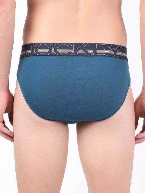 Men's Super Combed Cotton Rib Solid Brief with Ultrasoft Waistband - Seaport Teal (Pack of 2)