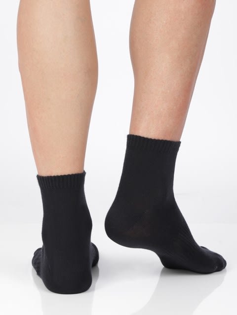Black & Charcoal Melange Men Ankle Socks Pack of 2