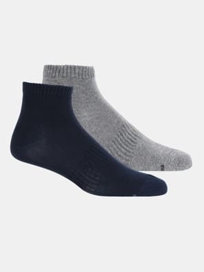 Navy & Mid Grey Melange Men Ankle Socks Pack of 2