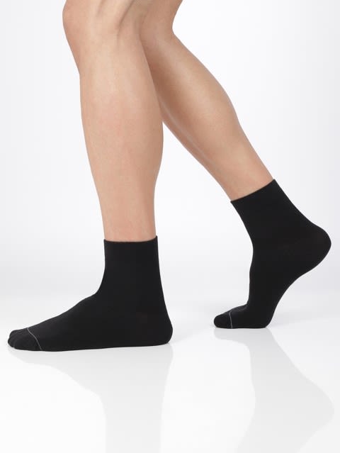 Men's Modal Cotton Stretch Ankle Length Socks with Stay Fresh Treatment - Black