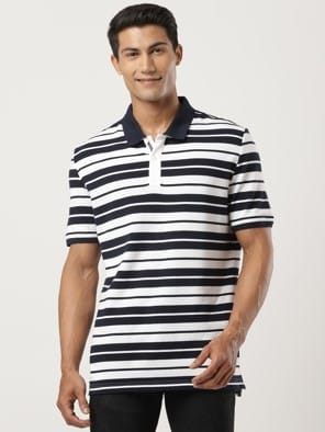 Super Combed Cotton Rich Striped Polo T-Shirt