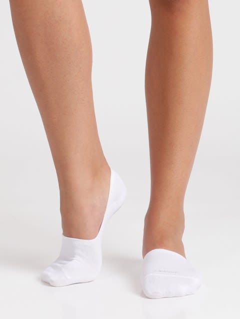 Women's Microfiber and Compact Cotton Stretch No Show Socks with Stay Fresh Treatment - White