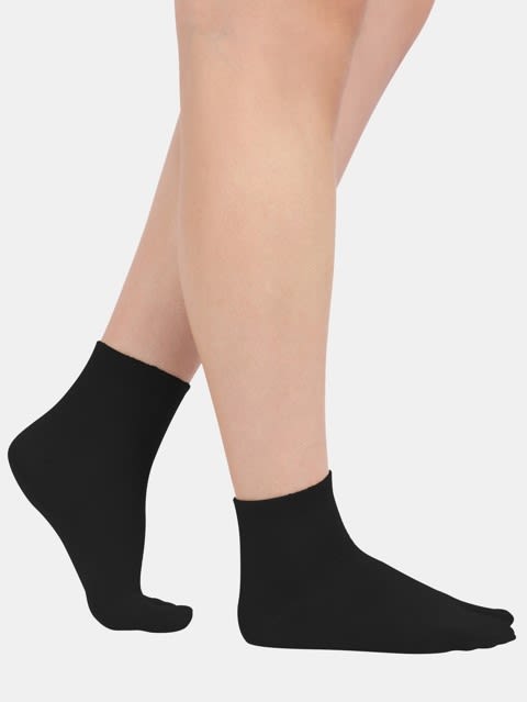 Women's Compact Cotton Stretch Toe Socks with Stay Fresh Treatment - Black(Pack of 2)
