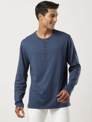 Insignia Blue Long Sleeve Henley T-Shirt