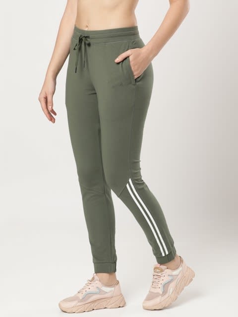 Women's Super Combed Cotton Elastane Stretch Slim Fit Joggers with Side Pockets - Beetle