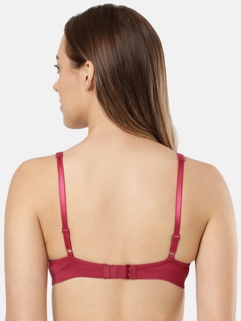 Women's Wirefree Non Padded Soft Touch Microfiber Nylon Elastane Stretch Full Coverage Stylised Mesh Panel T-Shirt Bra with Adjustable Straps - Anemone