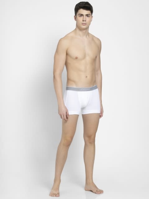 Men's Super Combed Cotton Rib Solid Trunk with Stay Fresh Properties - White