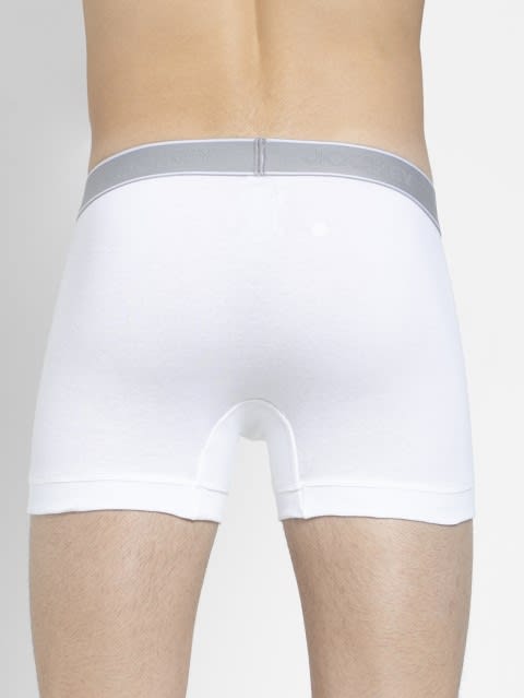 Men's Super Combed Cotton Rib Solid Trunk with Stay Fresh Properties - White