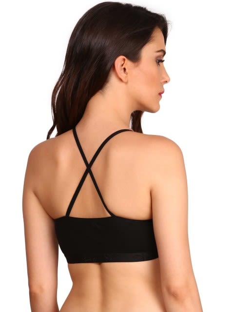 Women's Super Combed Cotton Elastane Stretch Multiway Styled Crop Top With Adjustable Straps and Stay Fresh Treatment - Black