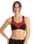 Women's Wirefree Padded Super Combed Cotton Elastane Stretch Full Coverage Racer Back Active Bra with Stay Fresh and Moisture Move Treatment - Coral Red & Black