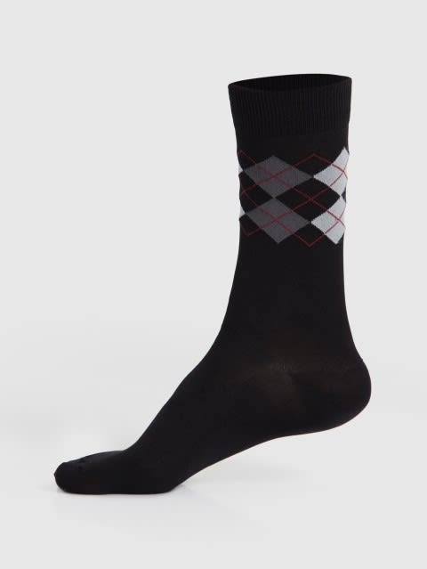 Mercerized Cotton Calf Length Socks for Men - Black