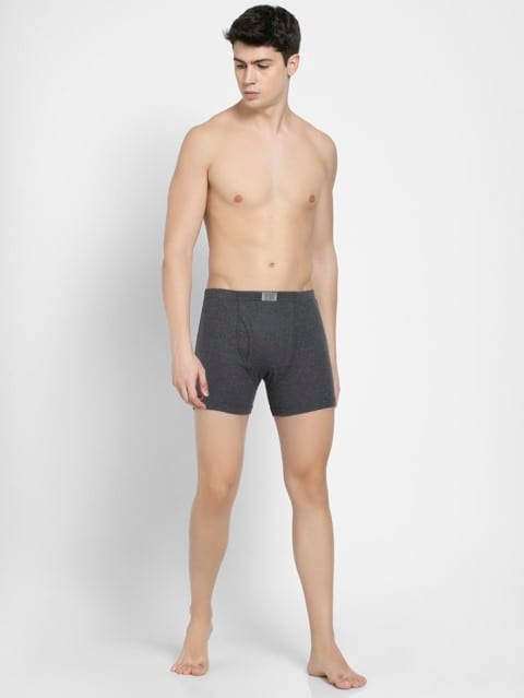 Boxer Briefs with Front Fly & Concealed Waistband - Charcoal Melange
