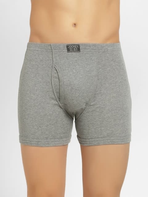 Boxer Briefs with Front Fly & Concealed Waistband - Grey Melange