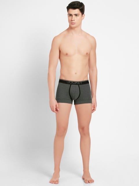 Men's Super Combed Cotton Rib Solid Trunk with Ultrasoft Waistband - Charcoal Melange