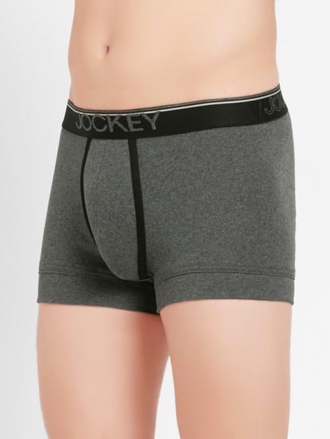Men's Super Combed Cotton Rib Solid Trunk with Ultrasoft Waistband - Charcoal Melange
