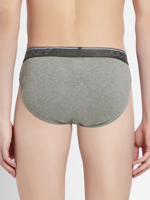 Men's Super Combed Cotton Rib Solid Brief with Ultrasoft Waistband - Grey Melange