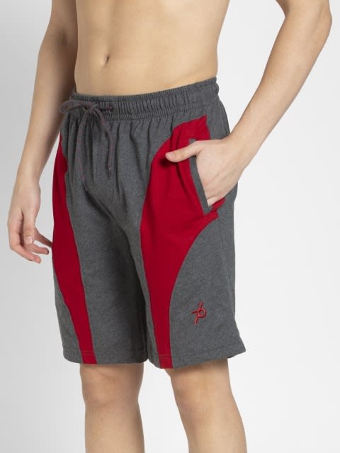 Charcoal Melange & Shanghai Red Knit Sport Shorts