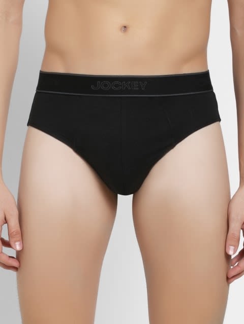 Men's Super Combed Cotton Solid Brief with Stay Fresh Properties - Black (Pack of 2)