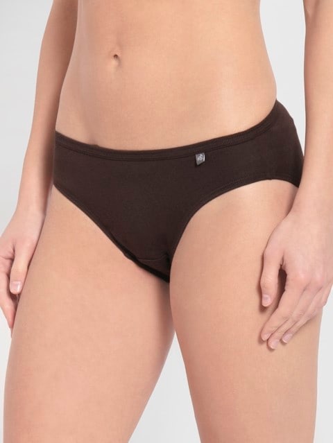 Women's Medium Coverage Super Combed Cotton Mid Waist Bikini With Concealed Waistband - Dark Assorted(Pack of 3)