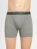 Men's Super Combed Cotton Rib Solid Boxer Brief with Ultrasoft Waistband - Grey Melange(Pack of 2)
