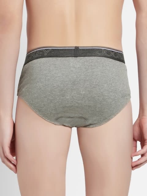 Men's Super Combed Cotton Solid Brief with Ultrasoft Waistband - Grey Melange(Pack of 2)