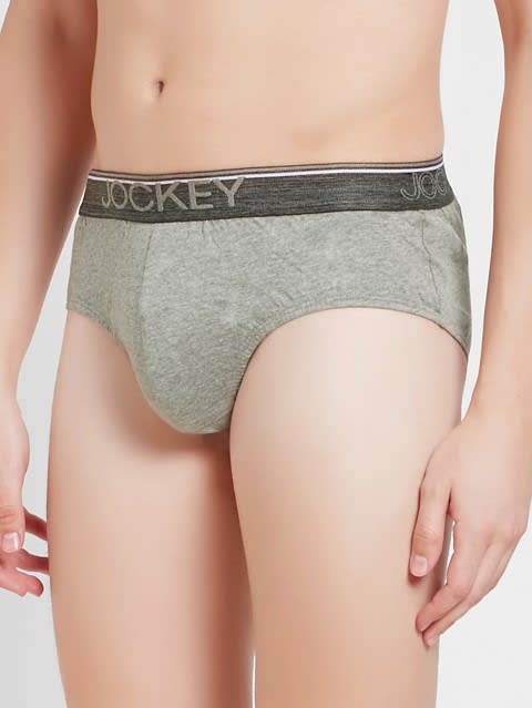 Men's Super Combed Cotton Solid Brief with Ultrasoft Waistband - Grey Melange(Pack of 2)