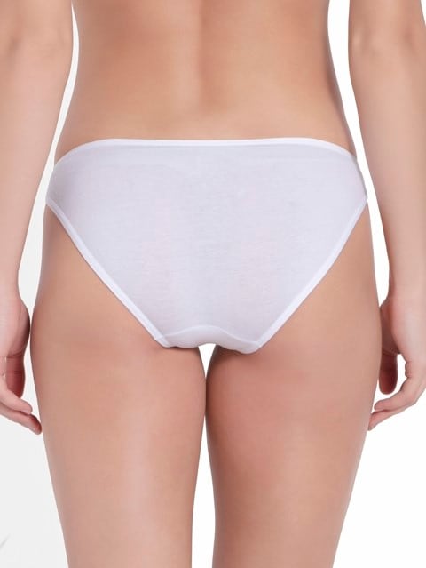 Women's Super Combed Cotton Elastane Stretch Low Waist Bikini With Concealed Waistband and StayFresh Treatment - White