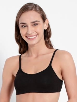 Black Wirefree Non Padded Super Combed Cotton Elastane Stretch Full Coverage Beginners Bra