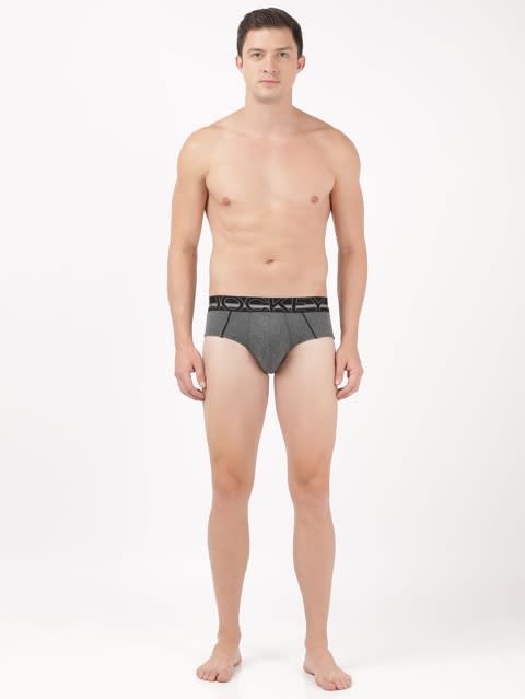 Men's Super Combed Cotton Solid Brief with Ultrasoft Waistband - Charcoal Melange(Pack of 2)