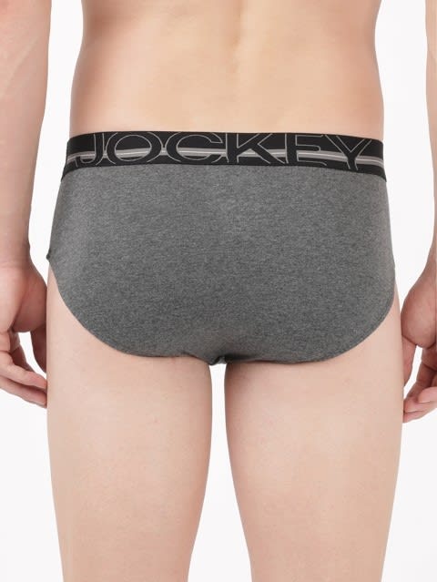 Men's Super Combed Cotton Solid Brief with Ultrasoft Waistband - Charcoal Melange(Pack of 2)