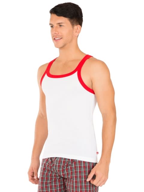 White & Red Bias Fashion Vest