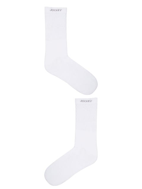 Men's Compact Cotton Terry Crew Length Socks With Stay Fresh Treatment - White(Pack of 3)