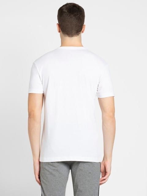 Regular Fit V Neck Half Sleeve T-Shirt for Men - White