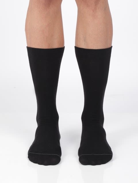 Men's Modal Cotton Stretch Crew Length Socks with Stay Fresh Treatment - Black