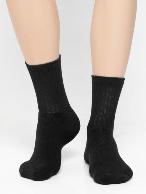 Ribbed Crew Socks for Men - Black